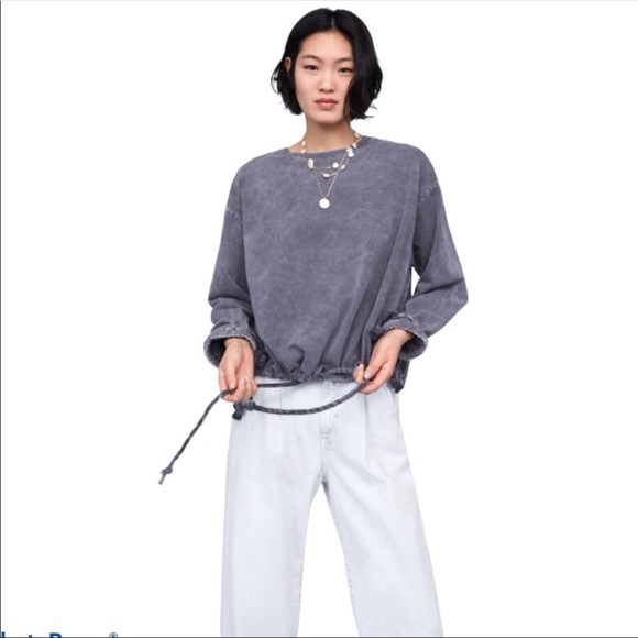 Zara acid wash rope draw string hem - Picture 1 of 8